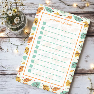 Bloco De Notas Lista de Tarefas Personalizada de Folhas de Outono