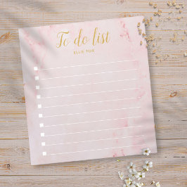 Bloco De Notas Lista de Tarefas Personalizada em Mármore Rosa e D