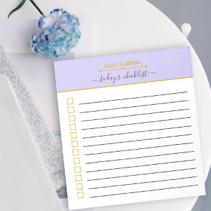 Bloco De Notas Lista de Tarefas Personalizada Lilás e Dourada