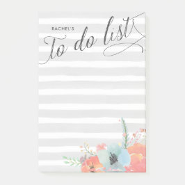 Bloco De Notas Lista de Tarefas Personalizada Stripe e Bloom