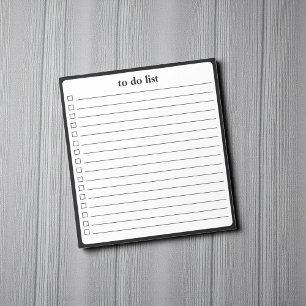 Bloco De Notas Lista de Tarefas Preto e Branco Minimalista Profes