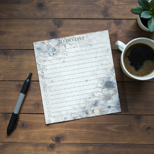 Bloco De Notas Lista de Tarefas Rosa Azul Aquarela Floral Bonito