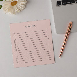 Bloco De Notas Lista de Tarefas Rosa Suave Minimalista Professora