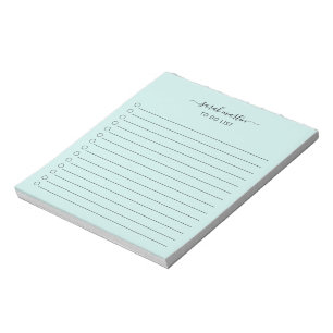 Bloco De Notas Lista de Tarefas Simples Moderna Azul Turquesa Ele