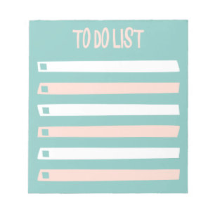 Bloco De Notas Lista de Tarefas Simples Rosa Azul Branco