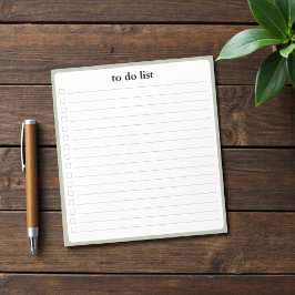 Bloco De Notas Lista de Tarefas Verde Sage Minimalista Professor