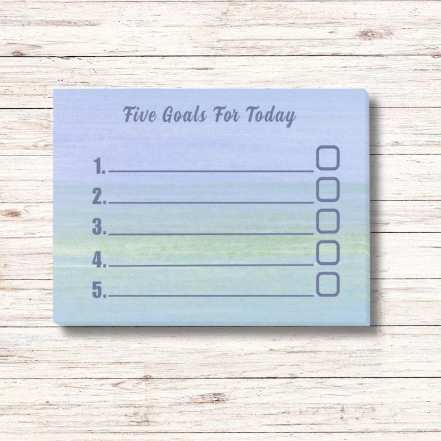 Bloco De Notas Lista de verificação (Blue green ombre goals to do list sticky notes pad.)
