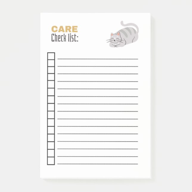 BLOCO DE NOTAS LISTA DE VERIFICAÇÃO DE CUIDADOS (Frente)