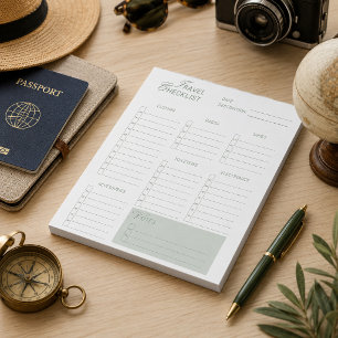 Bloco De Notas Lista de verificação de Viagem SIMPLES - Estética