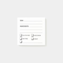 Bloco De Notas Lista de verificação dos ingredientes e da alergia