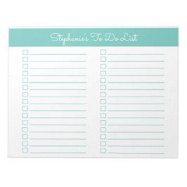 Bloco De Notas Lista de Verificação Simples Aqua 8,5x11 Duas Colu