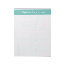 Bloco De Notas Lista de Verificação Simples Aqua Vertical 8,5x11 
