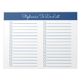 Bloco De Notas Lista de Verificação Simples Azul-Marinho 8,5x11 D