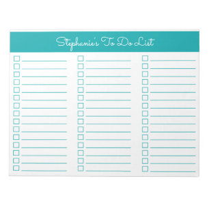 Bloco De Notas Lista de Verificação Simples e Elegante em Azul Tu