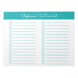 Bloco De Notas Lista de Verificação Simples Elegante Azul Turques