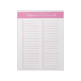 Bloco De Notas Lista de Verificação Simples Rosa Vertical 8.5x11