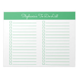 Bloco De Notas Lista de Verificação Simples Verde 8.5x11 Duas Col