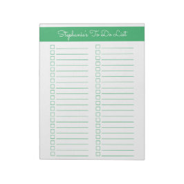 Bloco De Notas Lista de Verificação Simples Verde Vertical 8,5x11
