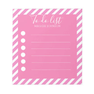Bloco De Notas Lista Diagonal Branca e Rosa Menor