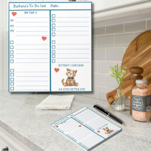 Bloco De Notas Lista do Planejador Personalizado de Cat Feliz par