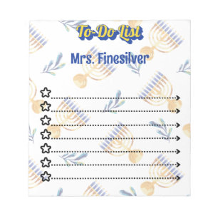 Bloco De Notas Lista personalizada de itens a fazer de Hanukkah