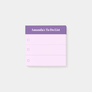 Bloco De Notas Lista Púrpura a Fazer Rosa Moderna com Nome Perso