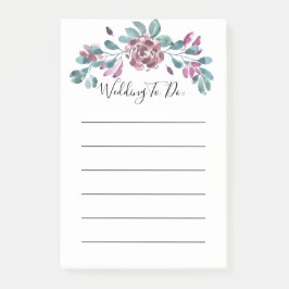 Bloco De Notas Lista Púrpura de coloração d'água floral para faze