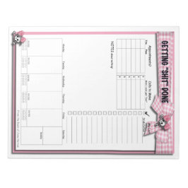 Bloco De Notas Lista Semanal a Fazer - Fitas e crânios cor-de-ros