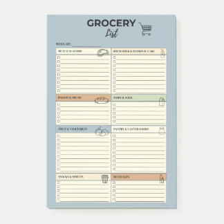 Bloco De Notas Lista Semanal de Compras Azul -