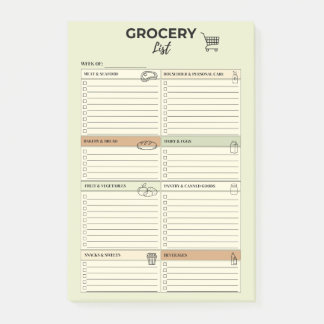 Bloco De Notas Lista Semanal de Compras de Supermercado Sage -