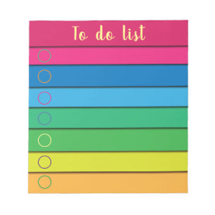 Bloco De Notas Lista Trendy Chic Horizontal do Arco-Íris para Fa
