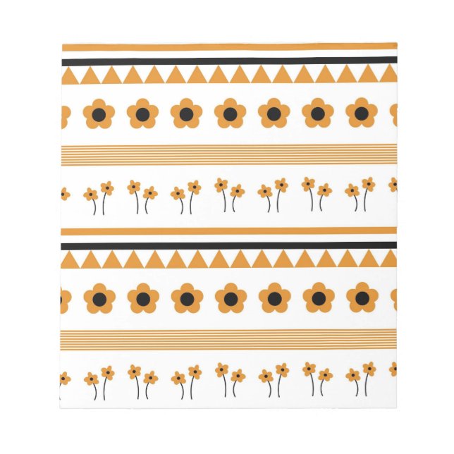 Bloco De Notas Listra de Borda Flor Triângulo Padrão Boho (Frente)
