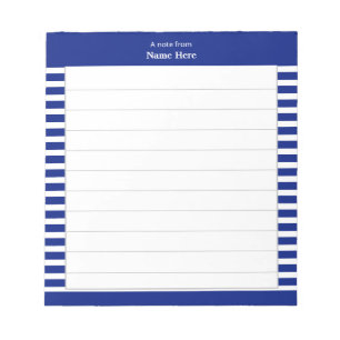 Bloco De Notas Listrado Azul e Branco Elegante Revestido