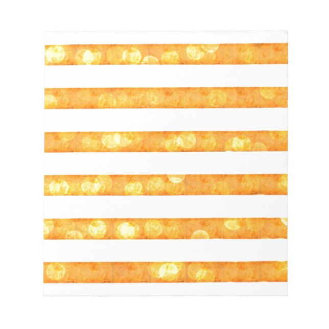 Bloco De Notas Listras Bokeh Laranja E Branco (Frente)