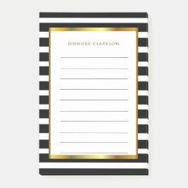 Bloco De Notas Listras brancas pretas modernas douradas postadas 