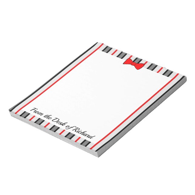 Bloco De Notas Listras e uma Gravata Borboleta Vermelha (Invertido)