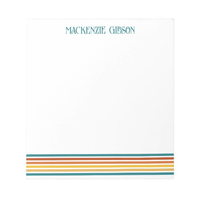 Bloco De Notas Listras Minimalistas Monogramadas Retrô (Frente)
