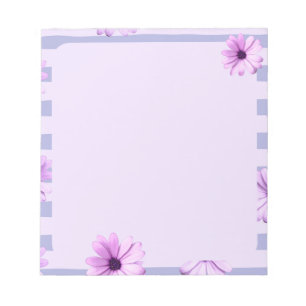 Bloco De Notas Listras pastel com padrão de Margaridas
