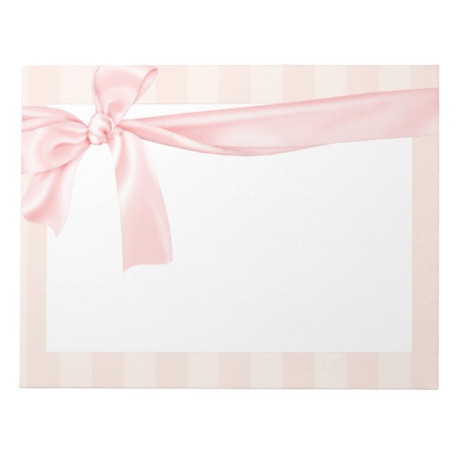 Bloco De Notas Listras Rosa e Rosa Claro Parisiense com Laço (Frente)