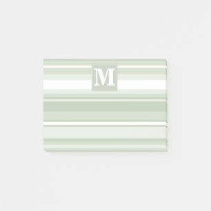 Bloco De Notas Listras verde pálido monograma