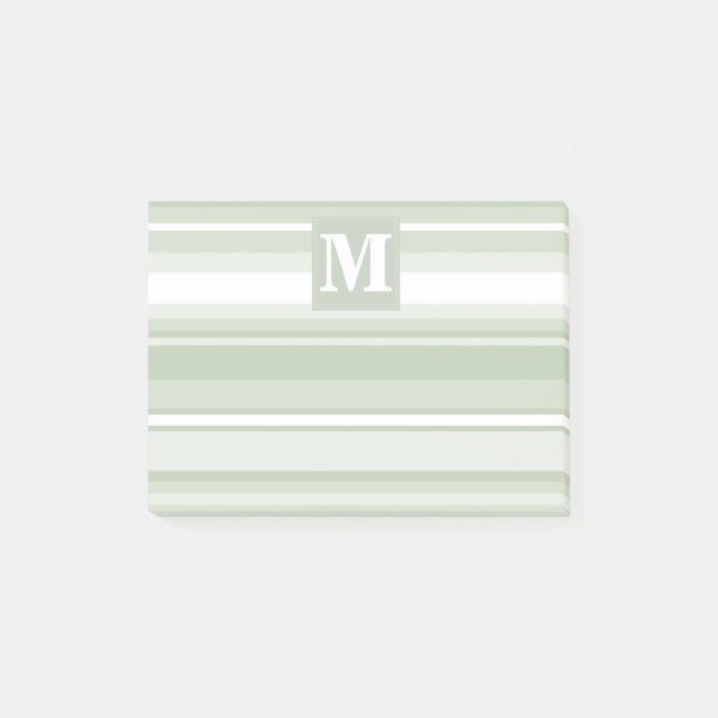 Bloco De Notas Listras verde pálido monograma (Frente)