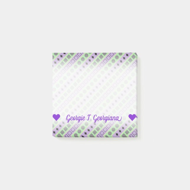 Bloco De Notas Listras verdes & roxas; Quadrados, diamantes, (Frente)
