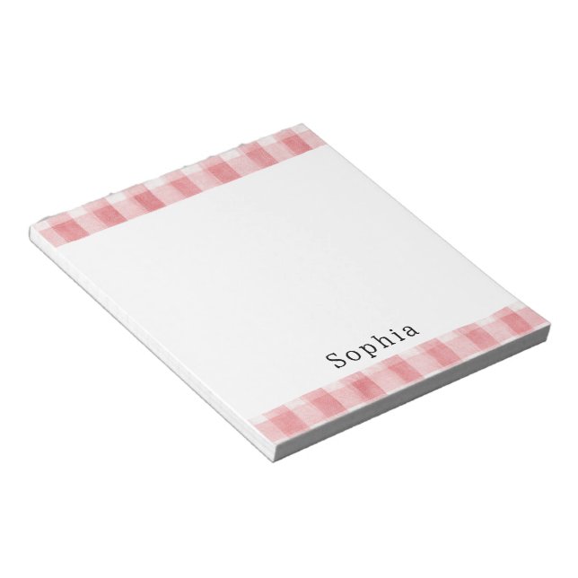 Bloco De Notas Listras Xadrez Rosa Branco Feminino Suave   (Inclinado)