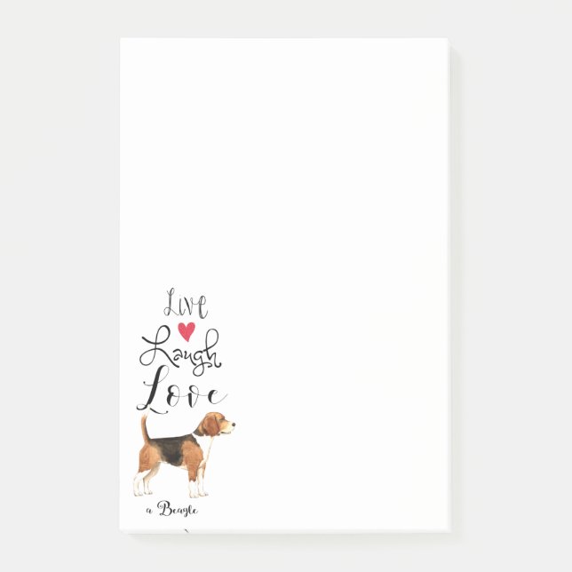Bloco De Notas Live Laugh Love a Beagle Posta Notas (Frente)