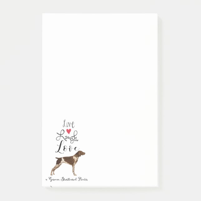 Bloco De Notas Live Laugh Love a German Shorired Pointer (Frente)