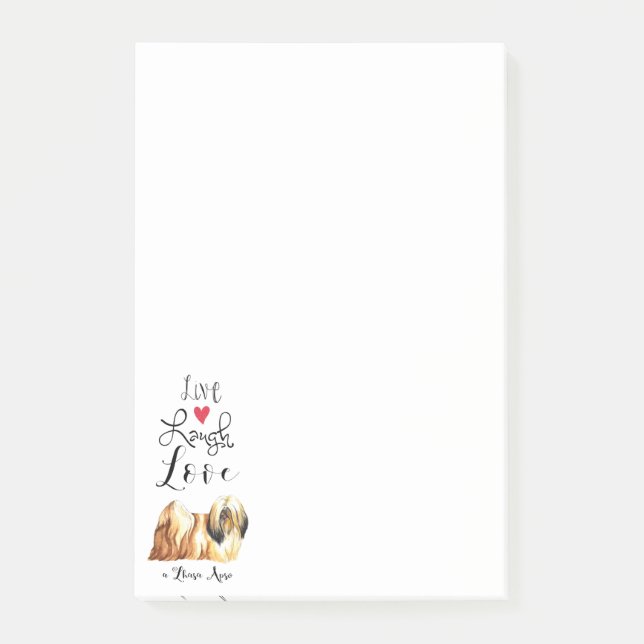 Bloco De Notas Live Laugh Love a Lhasa Apso (Frente)