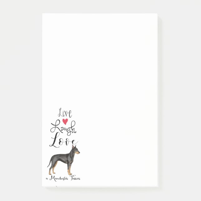 Bloco De Notas Live Laugh Love a Manchester Terrier Notes (Frente)