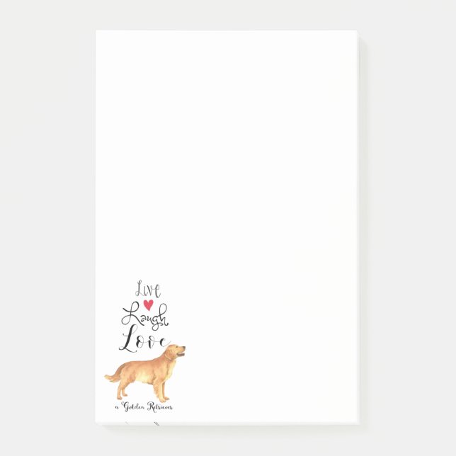 Bloco De Notas Live Laugh Love a Ouro Retriever Posta Notas (Frente)