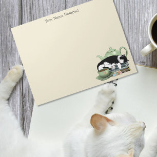 Bloco De Notas Livros Aconchegantes Gato Smoking Chá Adorável Bul