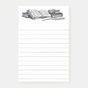 Bloco De Notas Livros do vintage e Quill da escrita com as linhas